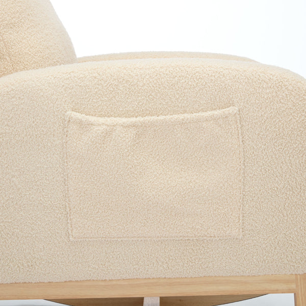 English Elm Modern Accent Rocking Chair - Cozy Upholstered Glider With Solid Wood Legs & Side Pocket For Storage W2725P254694