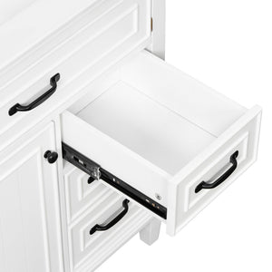 English Elm 30 Inch Freestanding Bathroom Vanity Solid Pine Cabinet Ceramic Sink Top Storage White N725P412782K