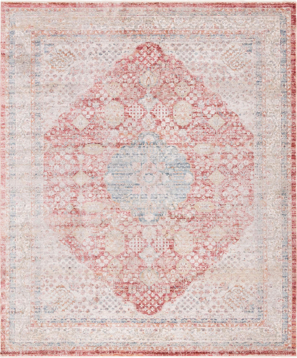 Unique Loom Noble Henry Machine Made Medallion Rug Red, Blue/Gray/Navy Blue/Ivory/Olive 9' 0" x 11' 3"