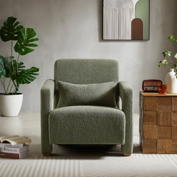 English Elm Mirod Architectural Accent Chair with Lumbar Support and Square Wood Block Legs N760P193221C