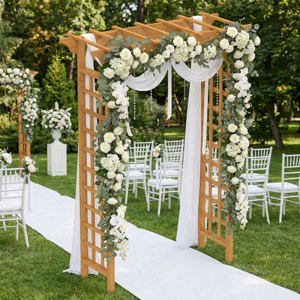 English Elm Wooden Garden Arch Solid Frame Backyard Trellis for Climbing Plants Wedding Ceremony W2640P225585