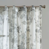 Madison Park Simone Transitional Printed Floral Rod Pocket and Back Tab Voile Sheer Curtain MP40-6775 White