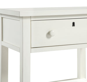 English Elm Finley Rustic 1-Drawer Nightstand with Open Shelf, Distressed Wood Finish, Dovetail Drawer Craftsmanship Antique White B050P376951