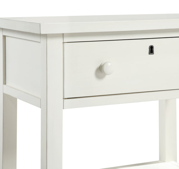 English Elm Finley Rustic 1-Drawer Nightstand with Open Shelf, Distressed Wood Finish, Dovetail Drawer Craftsmanship Antique White B050P376951