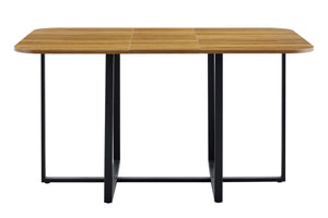 English Elm Modern Dual-surface Dining Table Mdf Marble and Grain Top with Powder-coated Metal Frame Black,Wood W3875P372888