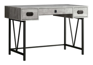 English Elm Computer Industrial Desk with Storage Drawers and Wide Center Drawer, 48" Compact Workstation, Black Metal Legs Grey 56 L x 27 W x 6 H B2710P219751