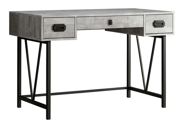 English Elm Computer Industrial Desk with Storage Drawers and Wide Center Drawer, 48" Compact Workstation, Black Metal Legs Grey 56 L x 27 W x 6 H B2710P219751