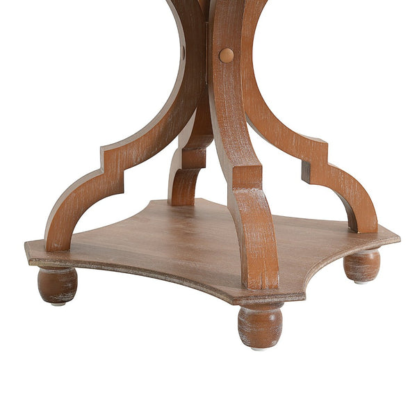 English Elm Accent Table French Country Hourglass Base Carved Wood Distressed Finish Entryway Side 69816.00NTL