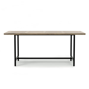 English Elm Campbell Grey Mango Wood Dining Table 72"x36" Modern Industrial Solid Wood Top, Iron Base, 6-Seater B136P266907