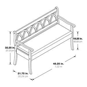 OSP Home Furnishings Coventry Storage Bench Distressed Toffee