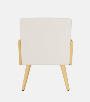 English Elm Accent Chair Mid-Century Rattan Arms Set of 2 with Rubber Wood Legs, Plush Fabric Seat, Cozy Lounge Beige T3950P394498