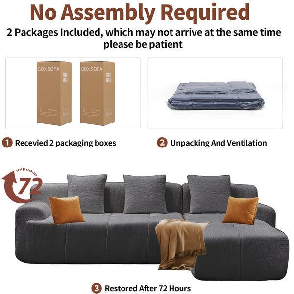 English Elm Modern Modular Sectional Sofa - L-Shaped Chaise Lounge, Plush Corduroy, No Assembly, Deep Comfort W3737S00002