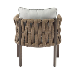 English Elm Christopher Knight Home® - 2-Pieces Outdoor Metal Patio Club Chair with Teslin Rope, Thick Cushions, Rust-Resistant Frame, Brown N780P254451B
