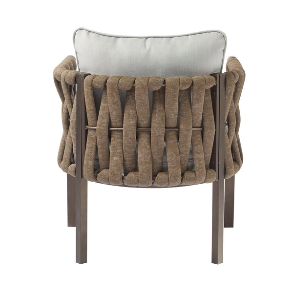 English Elm Christopher Knight Home® - 2-Pieces Outdoor Metal Patio Club Chair with Teslin Rope, Thick Cushions, Rust-Resistant Frame, Brown N780P254451B