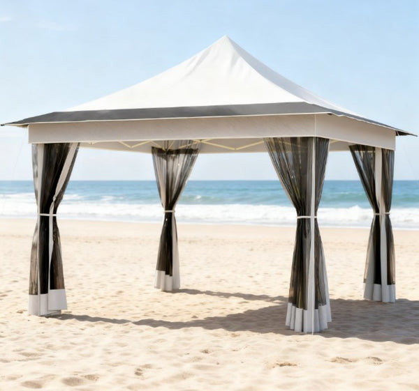 English Elm Adjustable Pop up Gazebo with Mesh Walls Oxford Fabric Canopy for Patio Garden T3971P426962