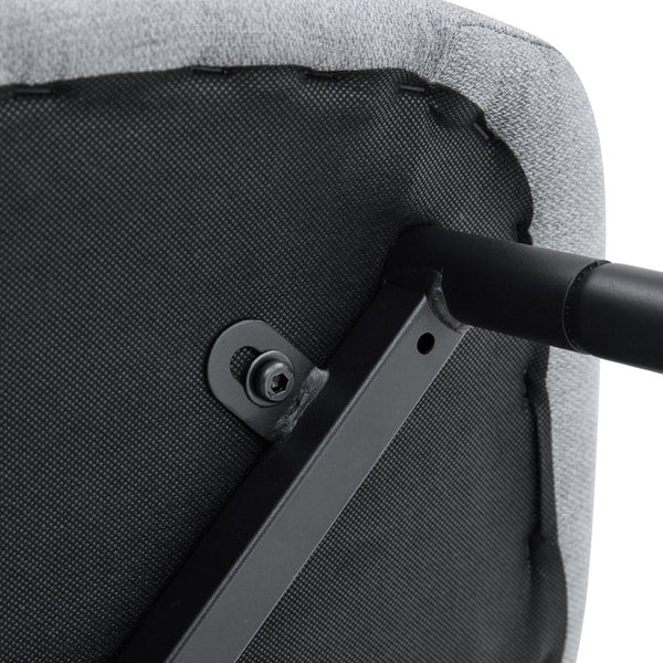 English Elm Table And Chair Set - Modern 79" Glass Top With X-Shaped Black Metal Legs & 6 Light Gray Linen Chairs W1151S03604-GIGA