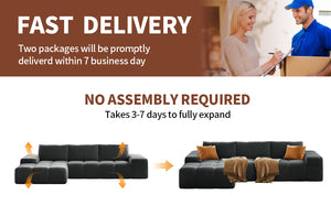 English Elm L-Shaped Modular Sofa With Soft Flannelette Upholstery, Deep Seat Comfort, And No Assembly Needed W3737S00003