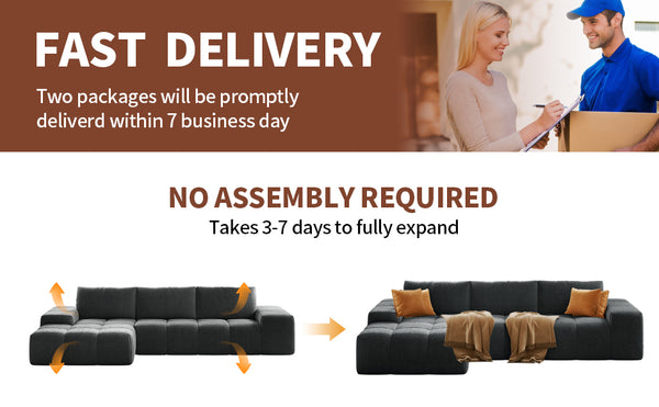 English Elm L-Shaped Modular Sofa With Soft Flannelette Upholstery, Deep Seat Comfort, And No Assembly Needed W3737S00003