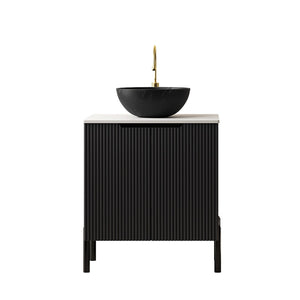 English Elm Dina Floating Bathroom Vanity with Sintered Stone Top and Crystal Glass Basin W2615S00660