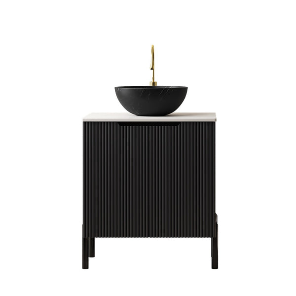 English Elm Dina Floating Bathroom Vanity with Sintered Stone Top and Crystal Glass Basin W2615S00660