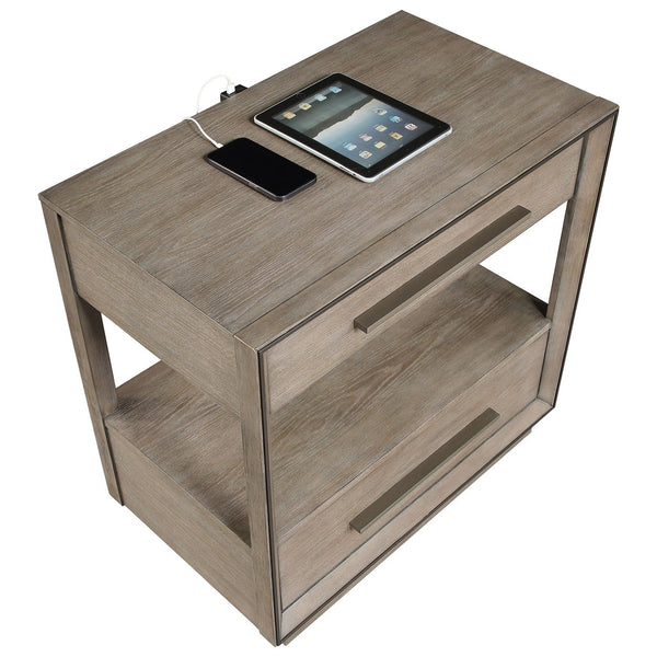 English Elm Prescott Modern Taupe Oak Nightstand with Mitered Trim, 2 Drawers + Open Shelf for Stylish Storage B062P375999