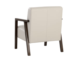 Sunpan Neymar Lounge Chair - Luxurious Italian Leather in Linea Light Grey with Dark Oak Frame, Timeless Design