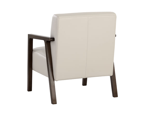 Sunpan Neymar Lounge Chair - Luxurious Italian Leather in Linea Light Grey with Dark Oak Frame, Timeless Design