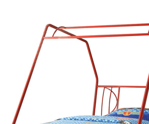 English Elm Red Go Kart Bed Twin Metal Frame in Go Kart Red — 18" Footboard, 8 Slats Support, 8" Clearance, Durable Fun décor (Twin) B062S00514