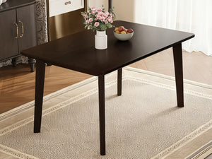 English Elm Rustic Minimalist Rubberwood Dining Table with Tapered Legs for Small Apartment Spaces Espresso N752P368503P