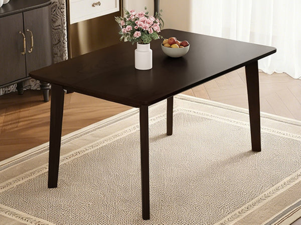 English Elm Rustic Minimalist Rubberwood Dining Table with Tapered Legs for Small Apartment Spaces Espresso N752P368503P