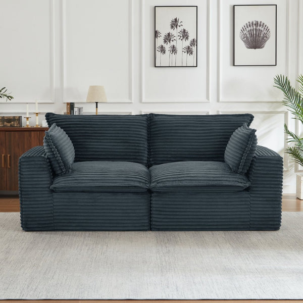English Elm Loveseat Corduroy Cloud Couch Modular Design for Plush Deep Lounging in Any Room W2339P379593