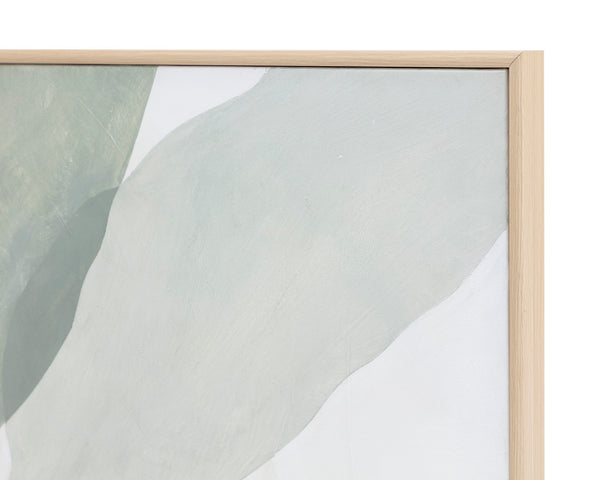 Sunpan Calm Nature-Inspired Wall Art Set of 2 – Hand-Painted Leaf Design in Natural Wood Frame, 40"x50"