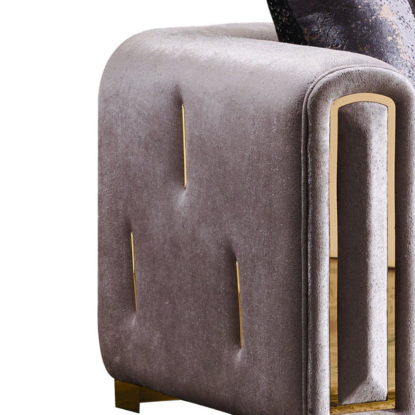 English Elm Impreza Plush Velvet Accent Chair with Gold Birch Frame and Decorative Gold Trim for Luxe Comfort Grey+Gold B009141289