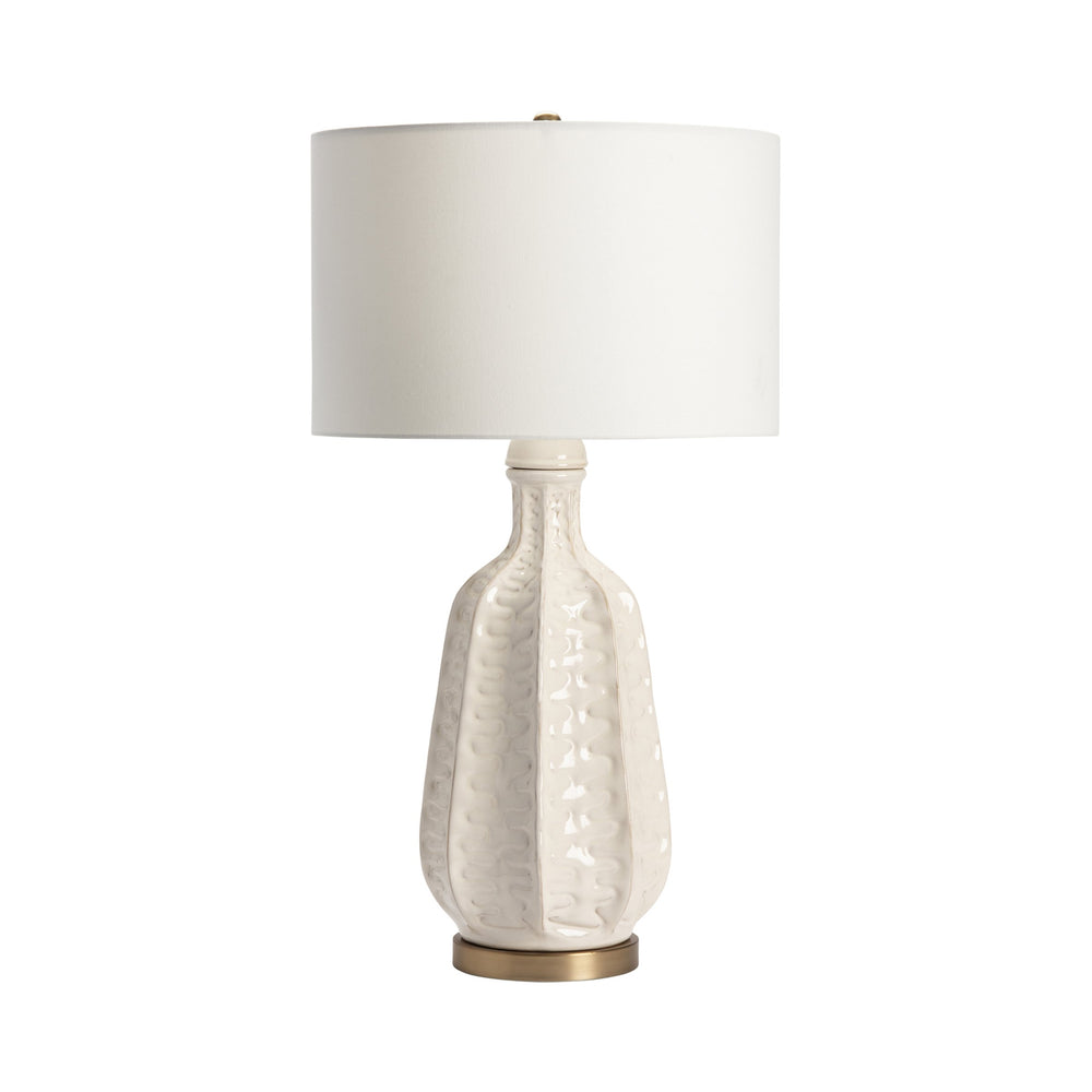 Crestview Collection 33.5"H Elegant Ceramic Table Lamp Set - Glossy White Finish, Gold Accents, 3-way Switch & Drum Shade   Cvap2256