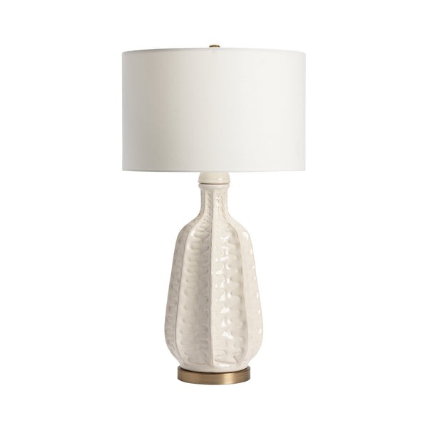 Crestview Collection 33.5"H Elegant Ceramic Table Lamp Set - Glossy White Finish, Gold Accents, 3-way Switch & Drum Shade   Cvap2256