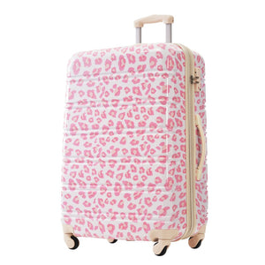 English Elm Hardshell Polycarbonate Luggage Set Three Piece Spinner Suitcases with Tsa Lock Pink Leopard N732P218227U