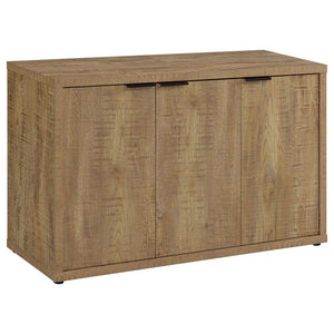 English Elm Pamplona Mango Brown 3-Door Industrial Accent Cabinet With Adjustable Shelves For Modern Storage Solutions B062P299946-GIGA