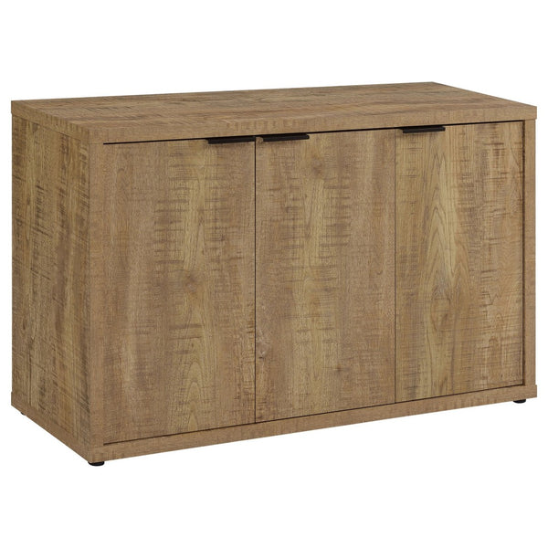 English Elm Pamplona Mango Brown 3-Door Industrial Accent Cabinet With Adjustable Shelves For Modern Storage Solutions B062P299946-GIGA