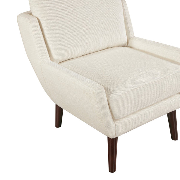 English Elm 1pc Beige Mid-Century Accent Chair with Chenille Upholstery, Reversible Cushions, Solid Wood Legs, 300lb Capacity B011P315593