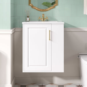 English Elm 20" Floating Bathroom Vanity with Ceramic Sink Soft Close Door and Open Side Shelf N710P332061K