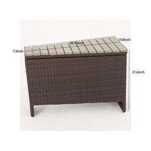 English Elm Christopher Knight Home® - MADRAS Brown Faux Wicker Accent Table with Aluminum Frame, Handcrafted Storage Wedge, No Assembly Required 57657.00