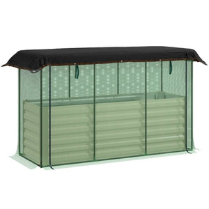 English Elm Galvanized Steel Raised Garden Bed with Hdpe Crop Cage and Shade Cloth Kit T3971P422481