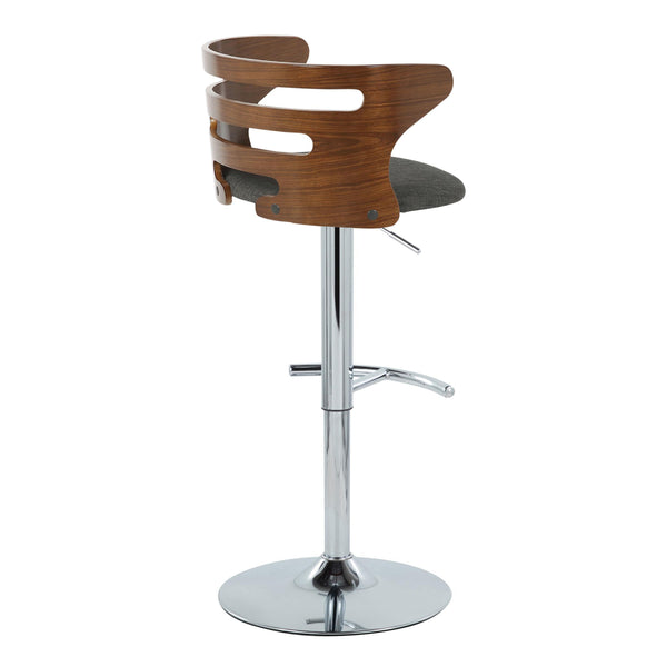 English Elm Cosi Mid-Century Modern Adjustable Barstools Set Of 2 With Swivel, Chrome Base & Walnut Backrest B202S00778