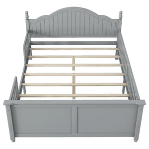 English Elm Full Full Size Kids Bed Gray — Solid Pine Wood Platform with Headboard & Footboard, Guardrail, 300LB Capacity W2593P358753