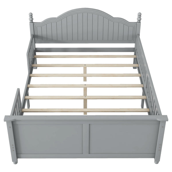 English Elm Full Full Size Kids Bed Gray — Solid Pine Wood Platform with Headboard & Footboard, Guardrail, 300LB Capacity W2593P358753