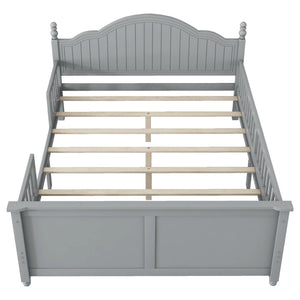 English Elm Twin Low Profile Kids Platform Bed Solid Pine Frame with Guardrails and Storage Grey W2593P411272