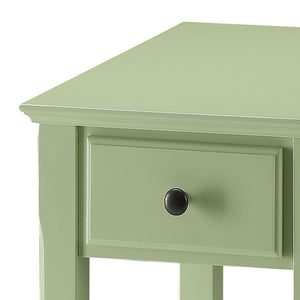 English Elm Light Green Mid-Century Accent Table with Drawer & Shelf, Compact Storage for Small Spaces, Stylish Stability B062P185682