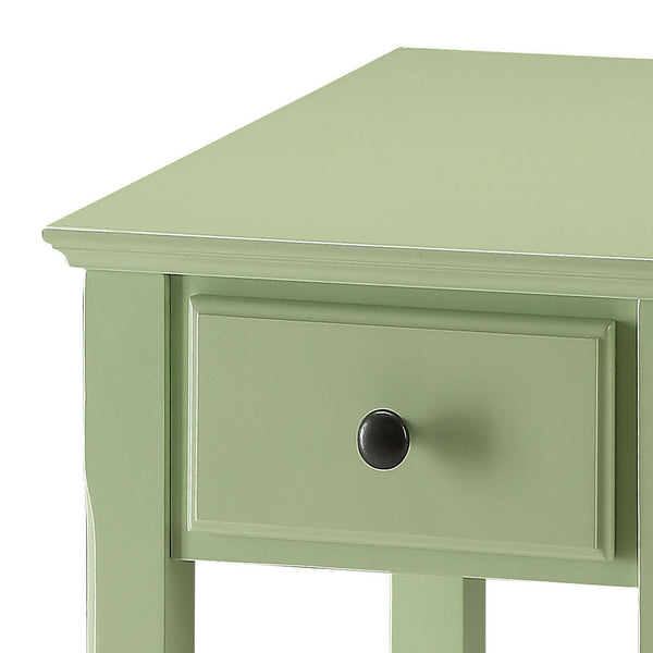 English Elm Light Green Mid-Century Accent Table with Drawer & Shelf, Compact Storage for Small Spaces, Stylish Stability B062P185682