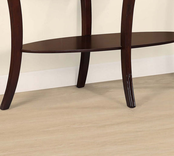 English Elm Console Transitional Sofa Table in Dark Cherry & Espresso Finish with 5mm Tempered Glass Top and Open Shelf Storage 23x51x32" B011P395595