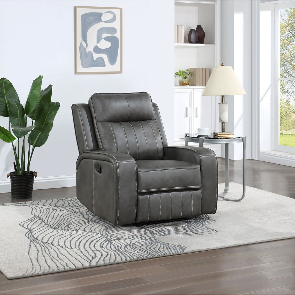 English Elm Forrest Grey Recliner Chair - Luxe Comfort With Modern Design, Plush Support & Easy-Clean Faux Leather B062P354047